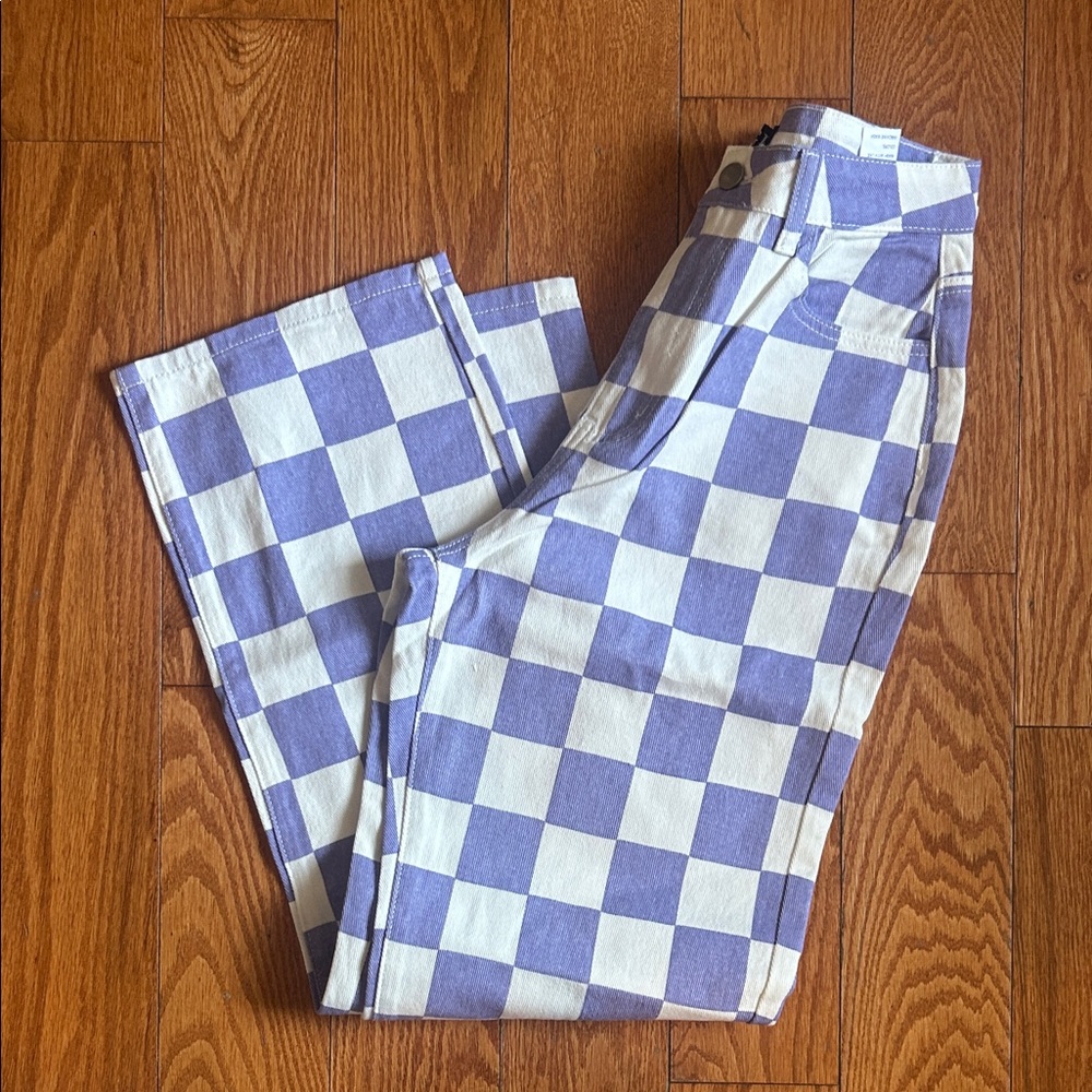 Lavender and White Checkered Pants